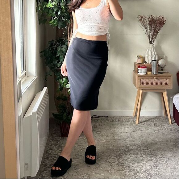 90s stretchy spandex black minimal skirt - Picture 1 of 2